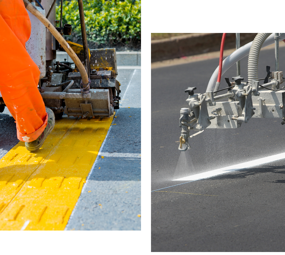 Road marking and surface spraying machines.